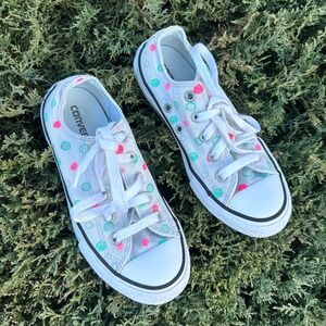 Converse Chuck Taylor All Star Low Top Little Girl Polka Dot Sneakers Size 13